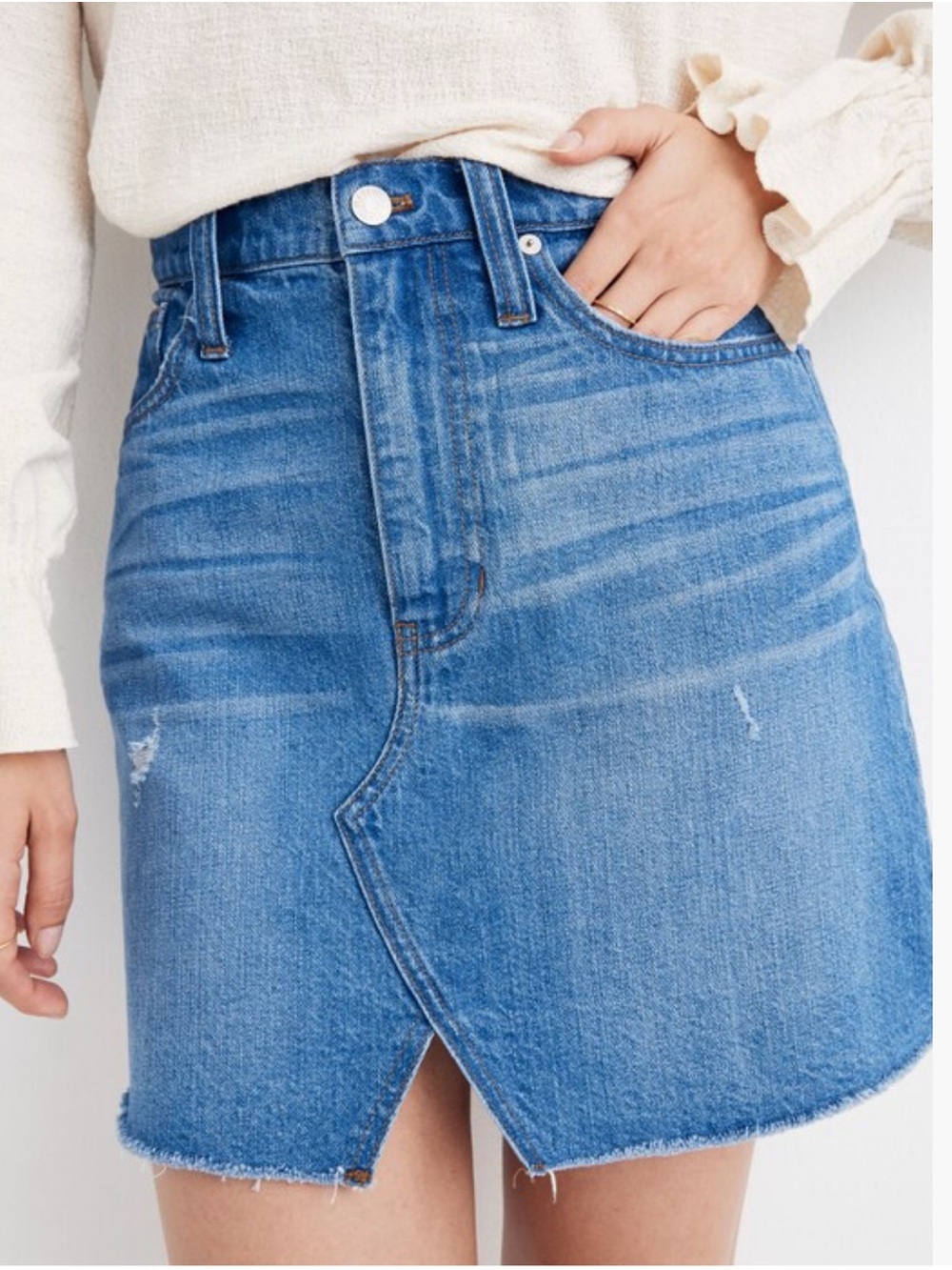 Madewell Rigid Denim A-Line Mini Jean Skirt Cutout Edition Size 27